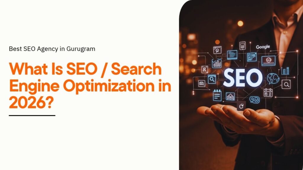What is SEO in 2026 showing AI-powered search engine optimization concepts and digital marketing strategy