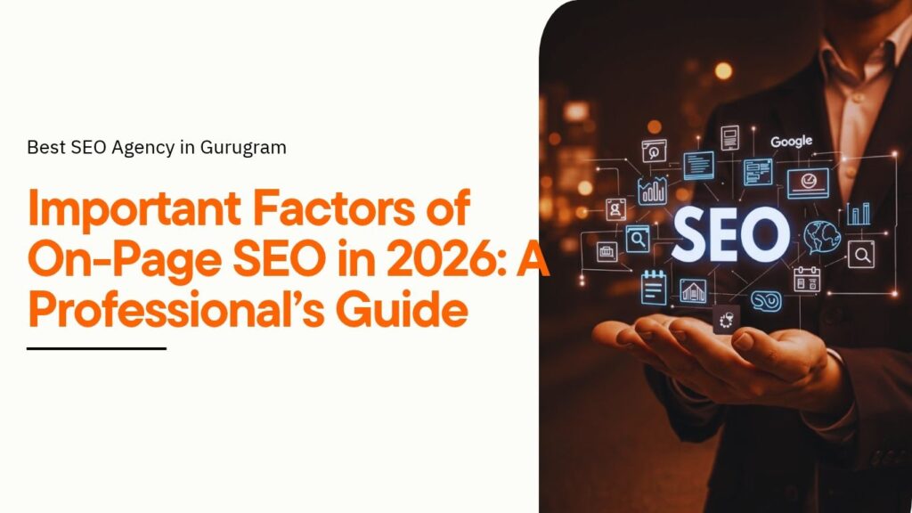 Important factors of on-page SEO in 2026 showing an SEO light bulb concept