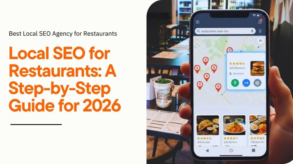 Local SEO for restaurants in 2026 showing “restaurants near me” search results on a mobile map with reviews and location pins