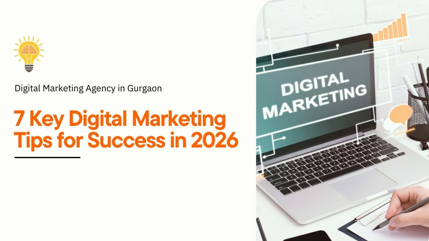 Digital marketing tips for success in 2026 by a digital marketing agency in Gurgaon showing laptop with digital marketing strategy concept